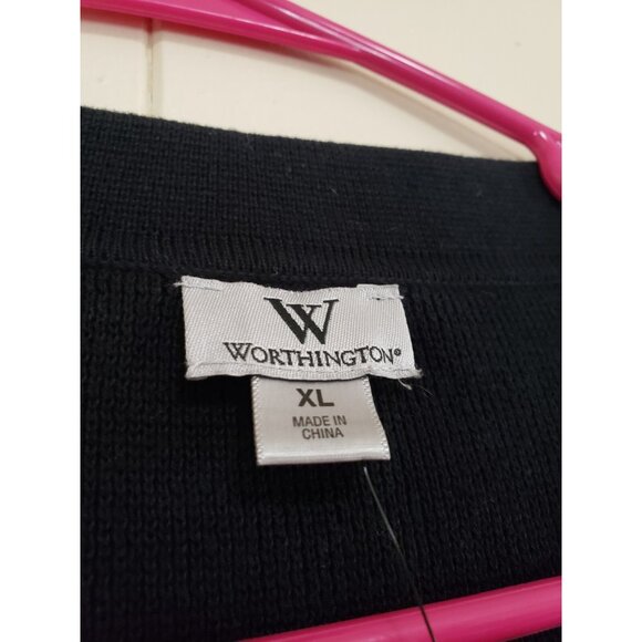 Worthington Womens XL Sweater Jacket Top Colorblock Cotton Black Persian Red NWT - Picture 5 of 7